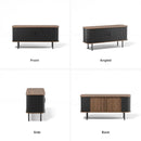 47 Inch Black TV Stand With Sliding Doors And Storage