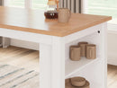 Farmhouse Counter Height Dining Table 3 Shelves Light Brown
