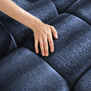 Modern Ergonomic Single Seater Sofa with Ottoman, High-Resilience Support, Blue Chenille Upholstery