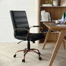 Whitney Mid Back LeatherSoft Desk Chair With Adjustable Height Black Rose Gold