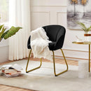 Modern Black Velvet Flower Armchair With Gold Legs