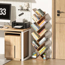 10 Tier Tree Bookshelf Brown Wood Floor Standing Bookcase For Living Room Decor Storage