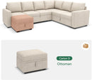 Beige Textured Storage Ottoman For Sectional Sleeper