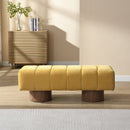 Upholstered Dining Bench, No-Assembly Entryway Bench Ottoman, Yellow Chenille Fabric, 50' Length