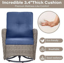 Outdoor Natural Wicker Swivel Patio Chairs Set With Glass Top Side Table