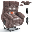Lift Recliner Chair Heat Massage Dual Motor Infinite Position Up to 350 LBS Large Electric Power Lift Recliners with Power-Remote, Medium-firm and Heavy duty, Brown