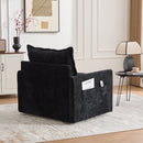 UNITED WE WIN Swivel Barrel Chair - Mid Century Modern Chair, Thick Padded Arm Chair with Solid Metal Base, Comfortable Single Sofa Chair, Swivel Accent Chair for Living Room Bedroom