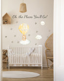 Baby animal inside Hot Air Balloon - Fabric Nursery Wall Art Decals
