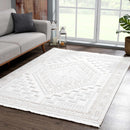 Ivory Alya 3D Medallion Fringe @Area Rug - Clearance