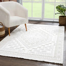 Ivory Alya 3D Medallion Fringe @Area Rug - Clearance