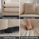 Chenille 76 Inch Loveseat Sofa Light Coffee Armrest Pillows
