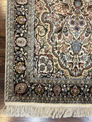 Turkish Kayseri Silk Rug 3x5, Tree of Life Silk Oriental Carpet, Birds Persian Vase Design, Hand Knotted Vintage Fine Rug, 340 KPSI