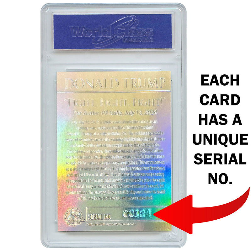 graded trump card Silver Trump "Fight" Trading Card (With Unique Wound Infused Red Color