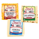 Cheese Block 3 Piece Sampler | Gouda, Smoked Bacon, Jalapeno | Jisa's Farmstead Cheese