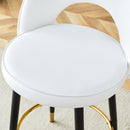 Modern White PU Upholstered Bar Chair with Black Metal Legs, 360° Rotatable, Set of 2