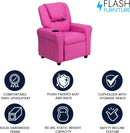 Hot Pink Kids Recliner With Cup Holder Compact Design