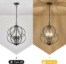 Black Four Light Geometric Pendant Chandelier Dining Room