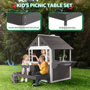 Wooden Outdoor Playhouse Gray White Integrated Sink