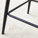 Brown Techno-Fabric Bar Chair Set - Two Pieces, Rounded Backrest, Black Metal Legs, Multiple Colors