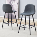 Dark Gray Linen Fabric Bar Chair Set - Two Pieces, Rounded Backrest, Metal Legs, Multiple Colors