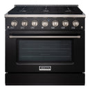 Akicon 36" Stainless Steel Range Hood with 600 CFM Insert & 6-Burner Gas Range Combo – Powerful Ventilation, Convection Oven, Multiple Finishes