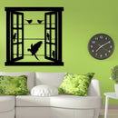 Open Window Design with Birds Silhouette Metal Wall Art