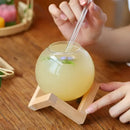 Ball shape coffee juice cocktail glass with straw dining room decor