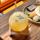 Ball shape coffee juice cocktail glass with straw dining room decor