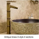 Bamboo antique brass & black basin mixer tap bathroom faucet