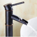 Bamboo black & copper high arch mixer bathroom waterfall faucet