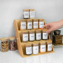 Bamboo lid glass food storage jar with labels kitchen spice set