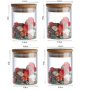 Bamboo lid glass food storage jar with labels kitchen spice set