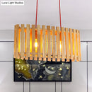 Bamboo linear island lighting wood slat pendant for dining room