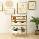 Modern folding light brown bamboo plant stand living room 3 tier shelf