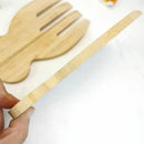 Bamboo salad hands and spoon set dining room fish shaped wooden utensils