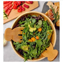 Bamboo salad hands and spoon set dining room fish shaped wooden utensils