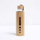 Bamboo shell glass water bottle kitchen sports drinkware with handle