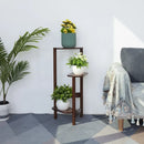 Modern dark wood bamboo tall corner plant stand living room 3 tier