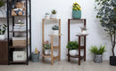Modern dark wood bamboo tall corner plant stand living room 3 tier
