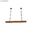Rustic tan bamboo tube island lighting kitchen 3 led pendant