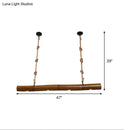 Rustic tan bamboo tube island lighting kitchen 3 led pendant