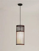 Bamboo wooden pendant lamp e27 – kitchen bar cylindrical light