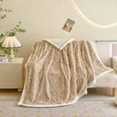 Banana leaf jacquard faux rabbit fur bedroom throw blanket