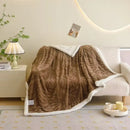 Banana leaf jacquard faux rabbit fur bedroom throw blanket