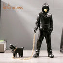 Banksy dog walker black & white resin statue living room street art
