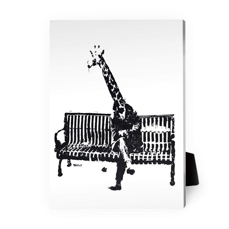 Banksy Giraffe on a Bench Desktop Canvas