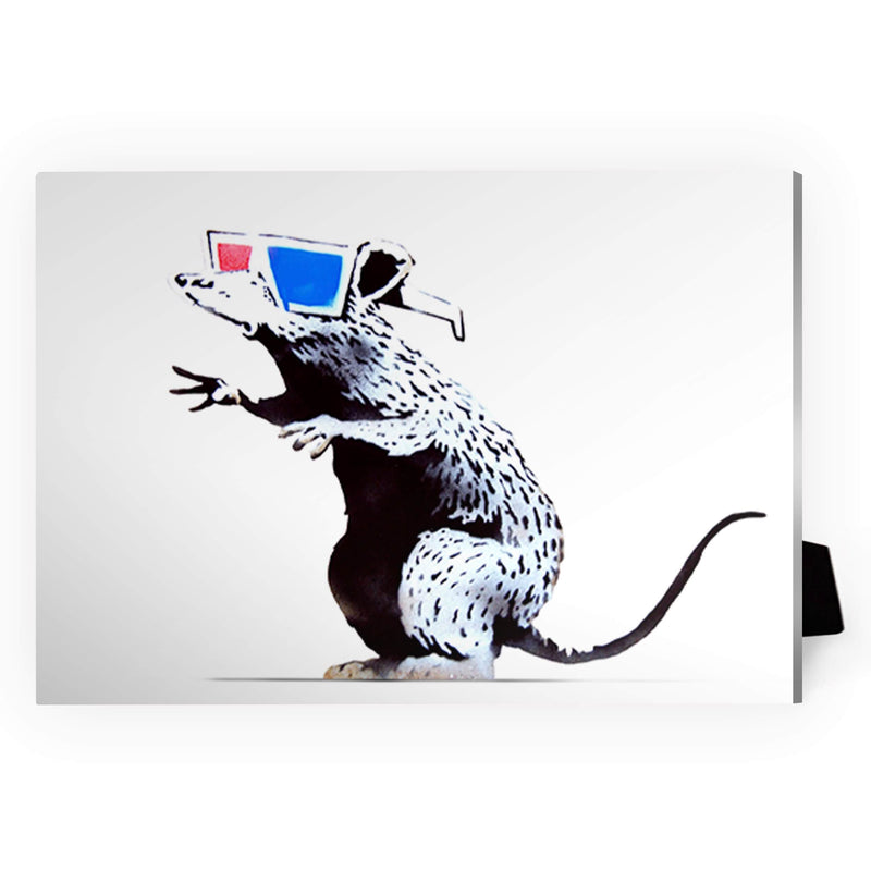 Banksy Rat Wearing 3D Glasses Desktop Canvas