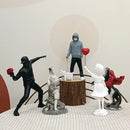Banksy sculpture collection black & white figurines living room decor