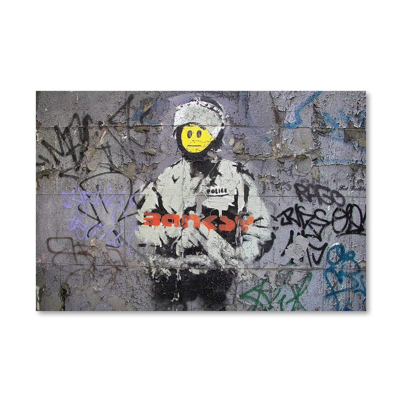 Banksy Smiley Riot Cop Canvas