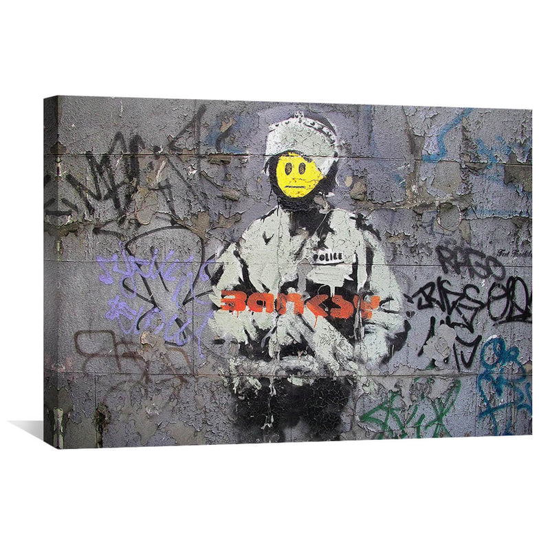 Banksy Smiley Riot Cop Canvas